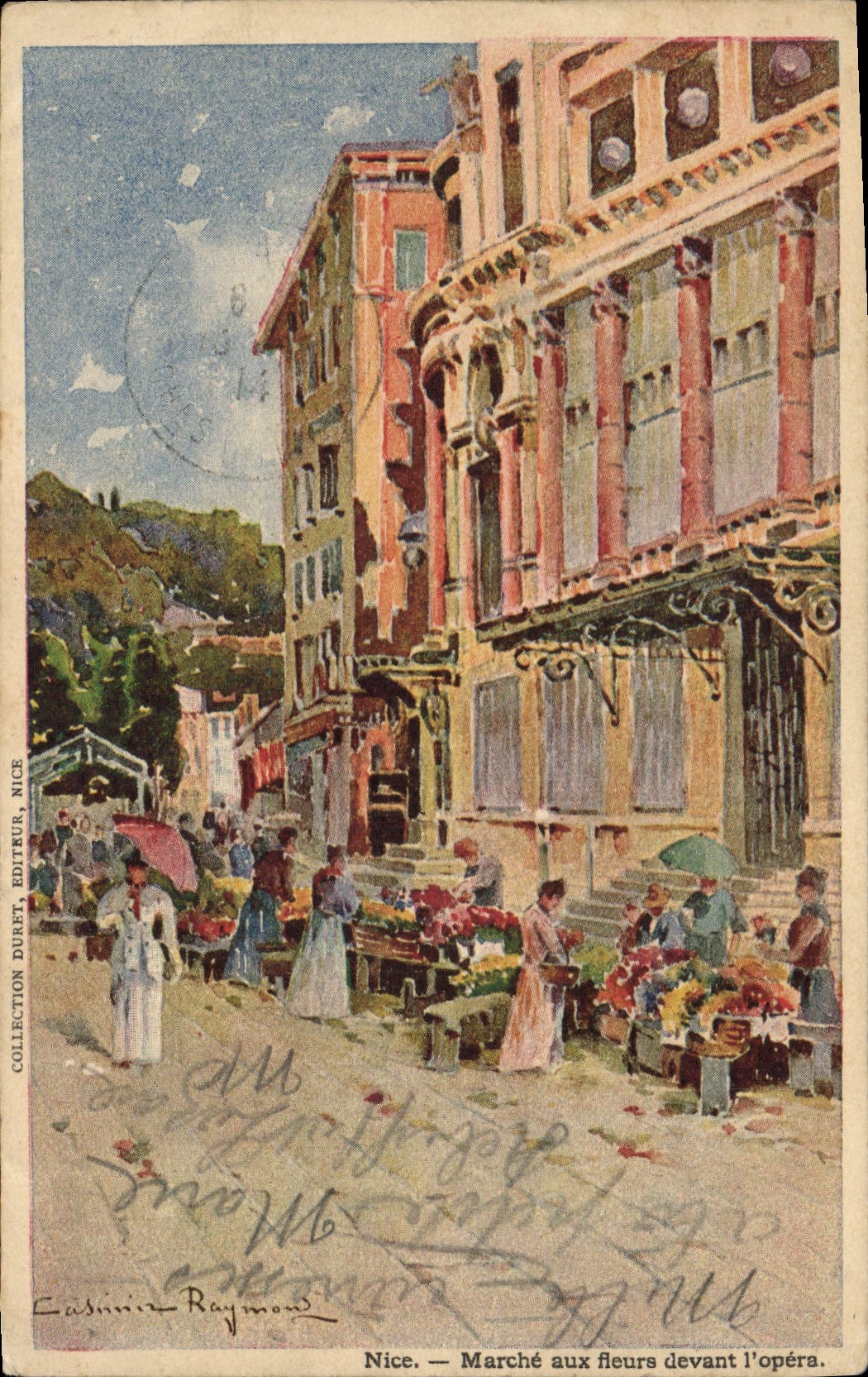 CPA Fantaisie Illustrateur Nice Marche aux fleurs devant l'opera 