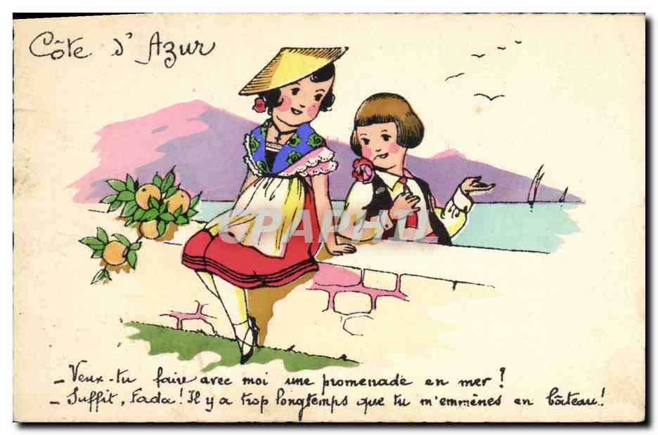 CPA Fantaisie Illustrateur Enfants Cote d'Azur 