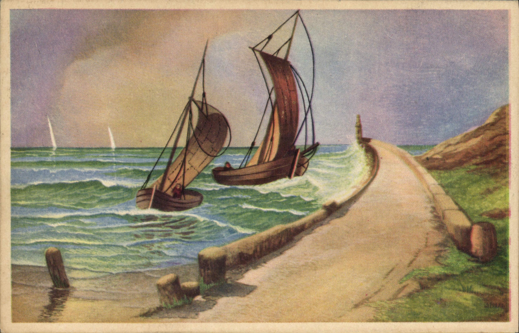 CPA Fantaisie Illustrateur Bateaux 