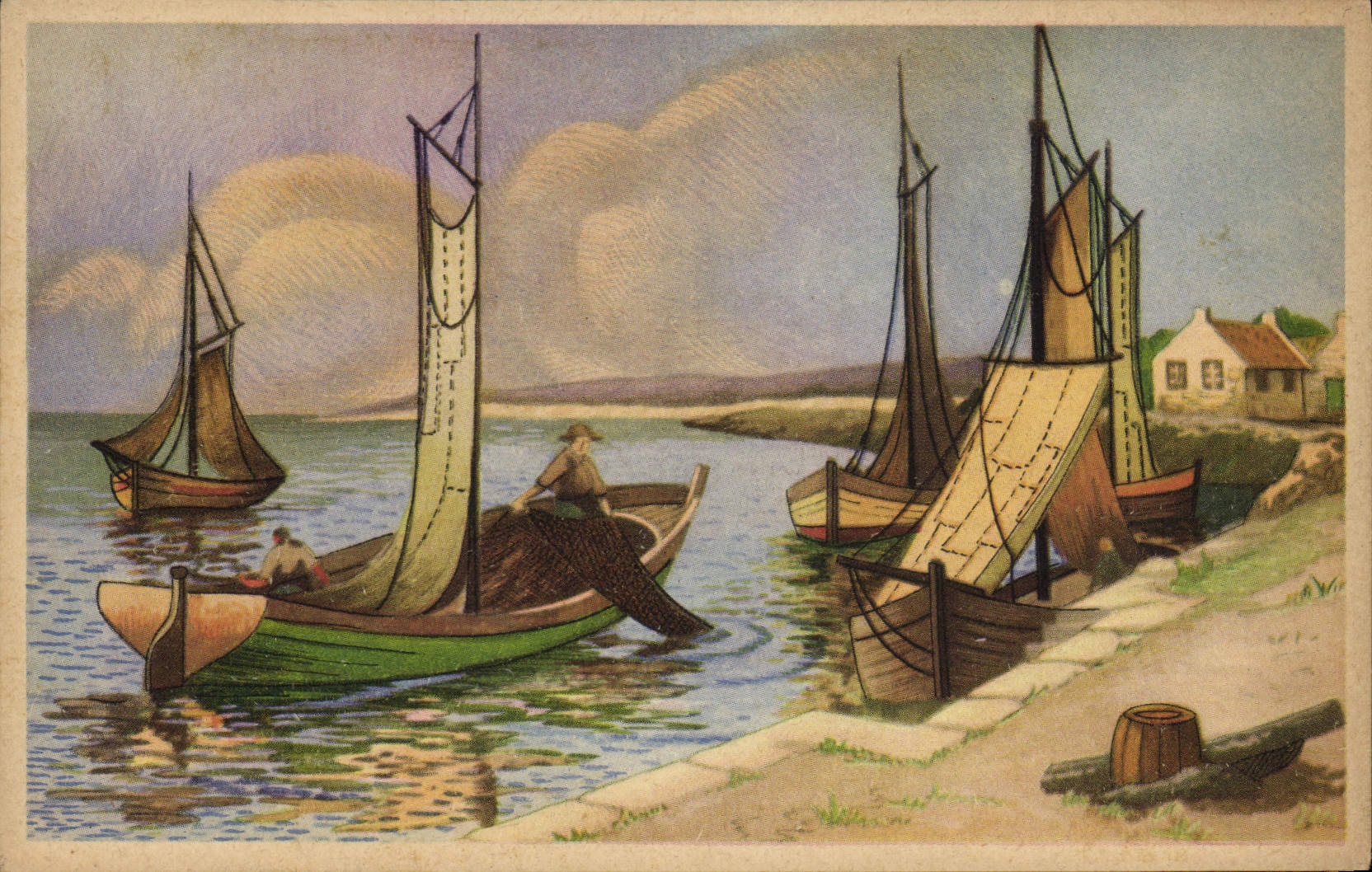 CPA Fantaisie Illustrateur Bateaux 
