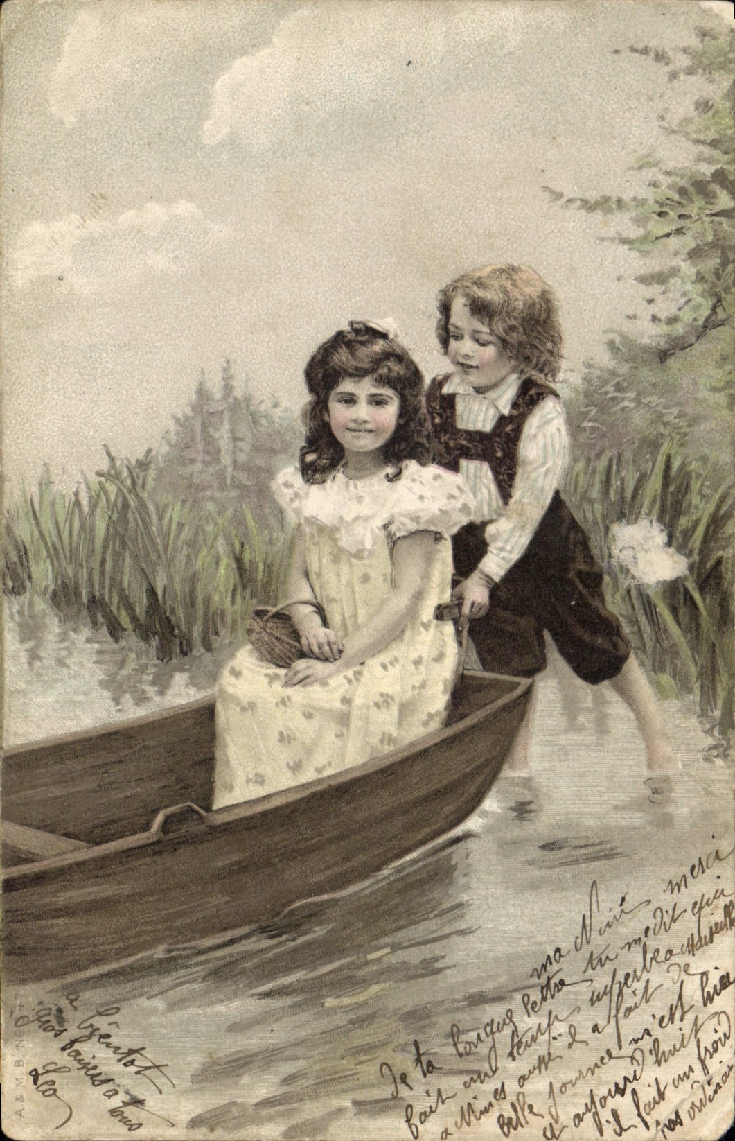 CPA Fantaisie Illustrateur Enfants Barque 
