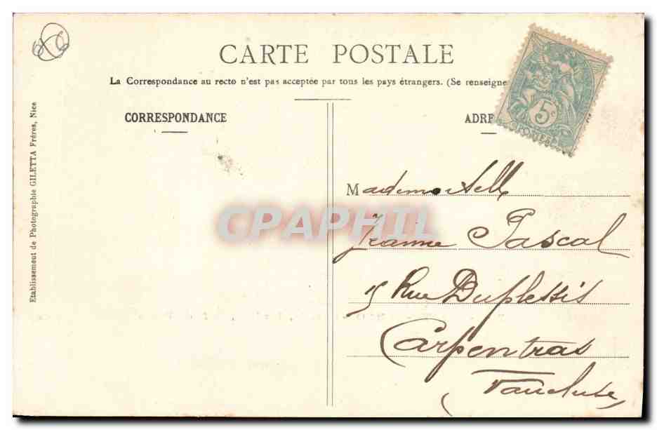 CPA Casino Monte Carlo Casino Jardins Cafe de Paris  — Verso