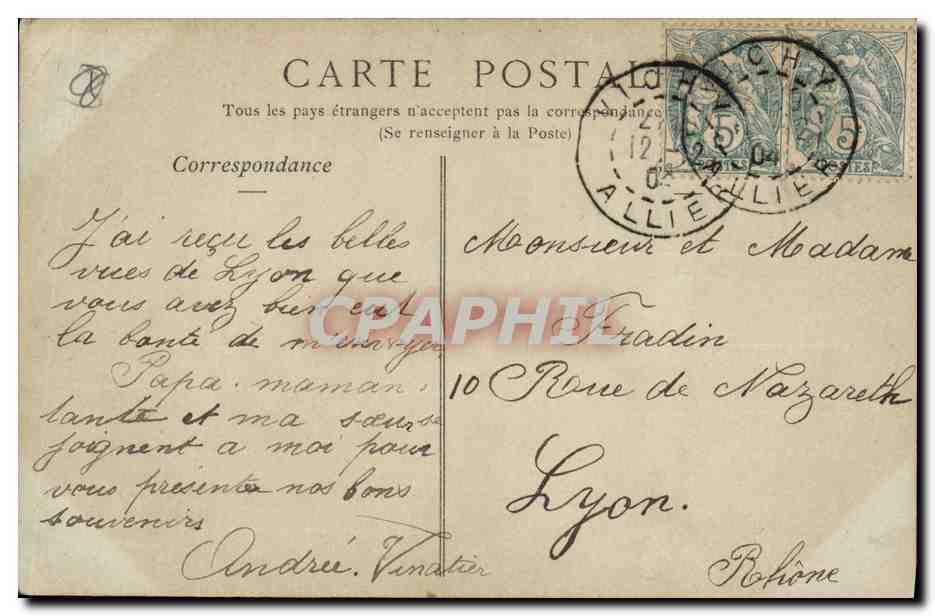 CPA Casino Vichy Salle de correspondance  — Rückseite