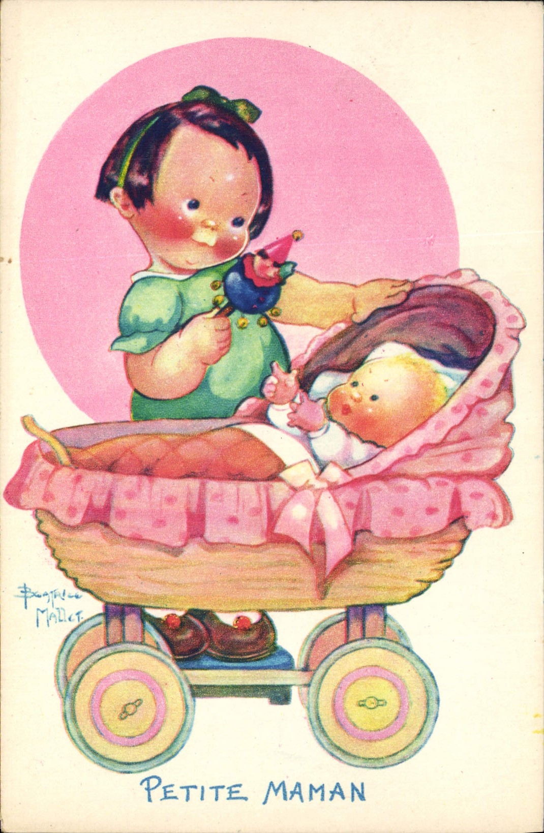 CPA Fantaisie Illustrateur Mallet Enfant Petite maman 