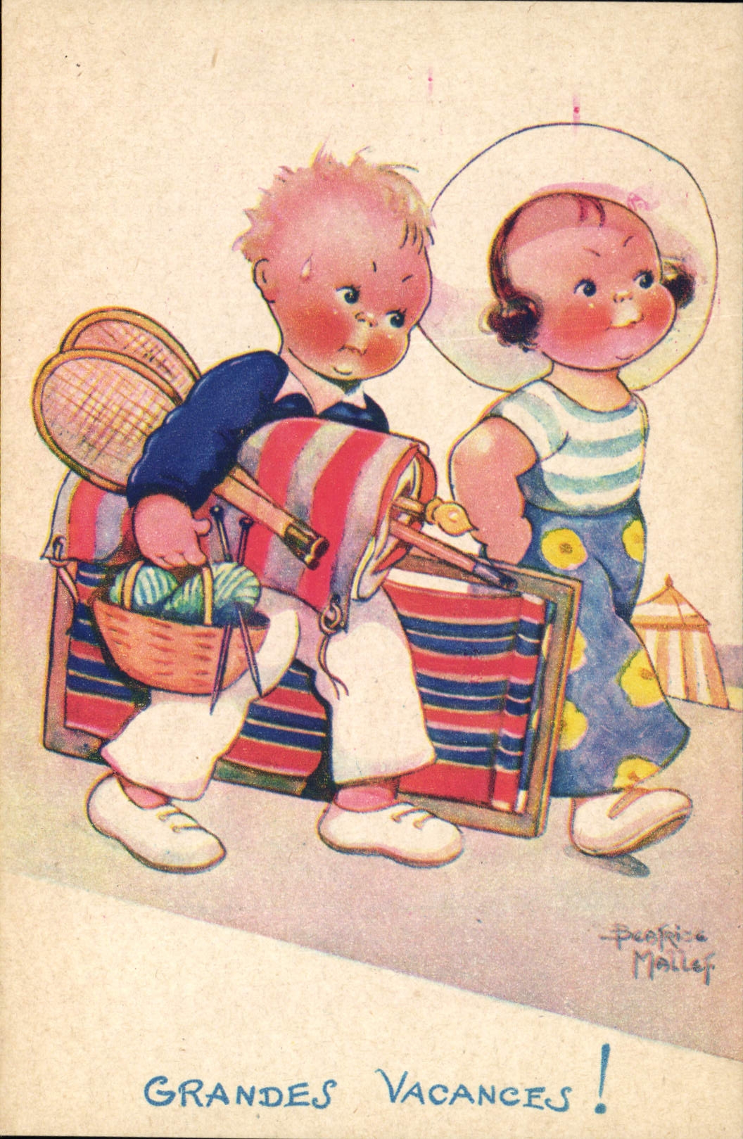 Deux enfants avec valise et matériel de plage — Grande Vacances ! — Pacifica Malley
