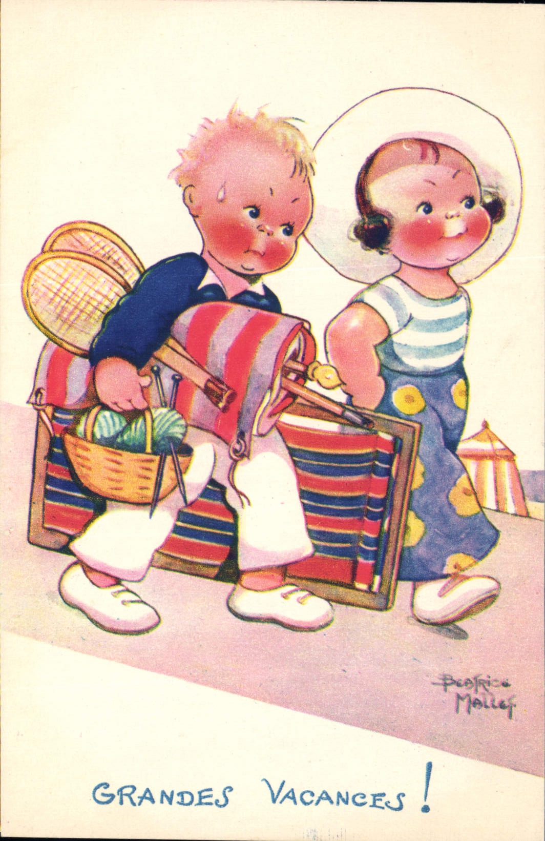 CPA Fantaisie Illustrateur Mallet Enfant Grandes vacances 