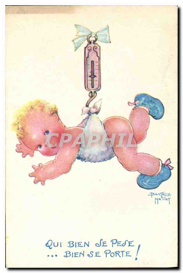 CPA Fantaisie Illustrateur Mallet Enfant Qui bien se pese 