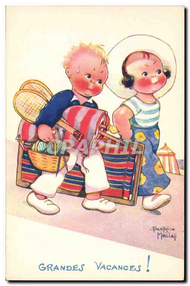 CPA Fantaisie Illustrateur Mallet Enfant Grandes vacances 