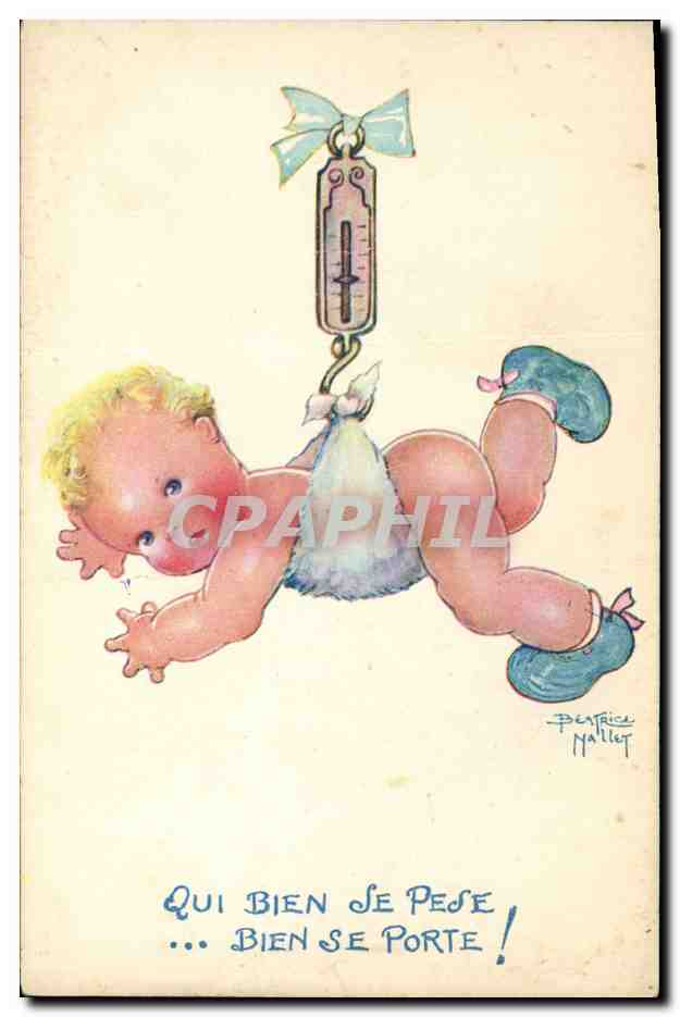 CPA Fantaisie Illustrateur Mallet Enfant Qui bien se pese 