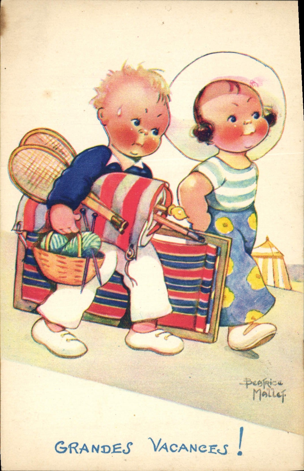 CPA Fantaisie Illustrateur Mallet Enfant Grandes vacances 
