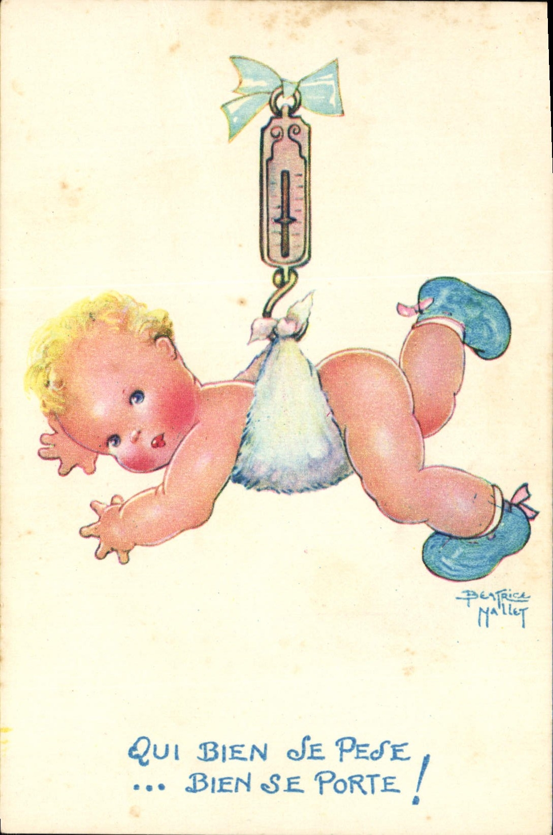 CPA Fantaisie Illustrateur Mallet Enfant Qui bien se pese 