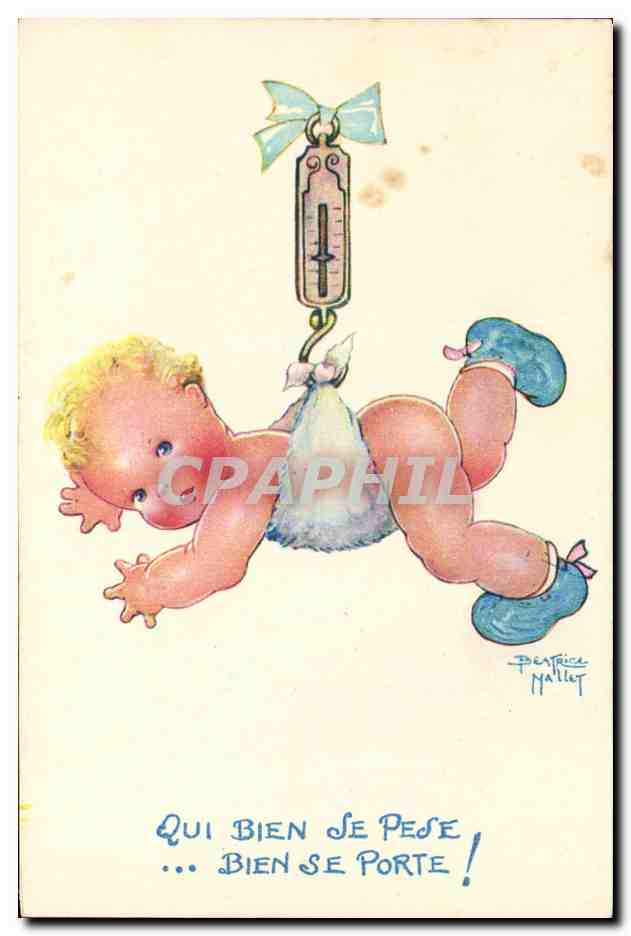 CPA Fantaisie Illustrateur Mallet Enfant Qui bien se pese 