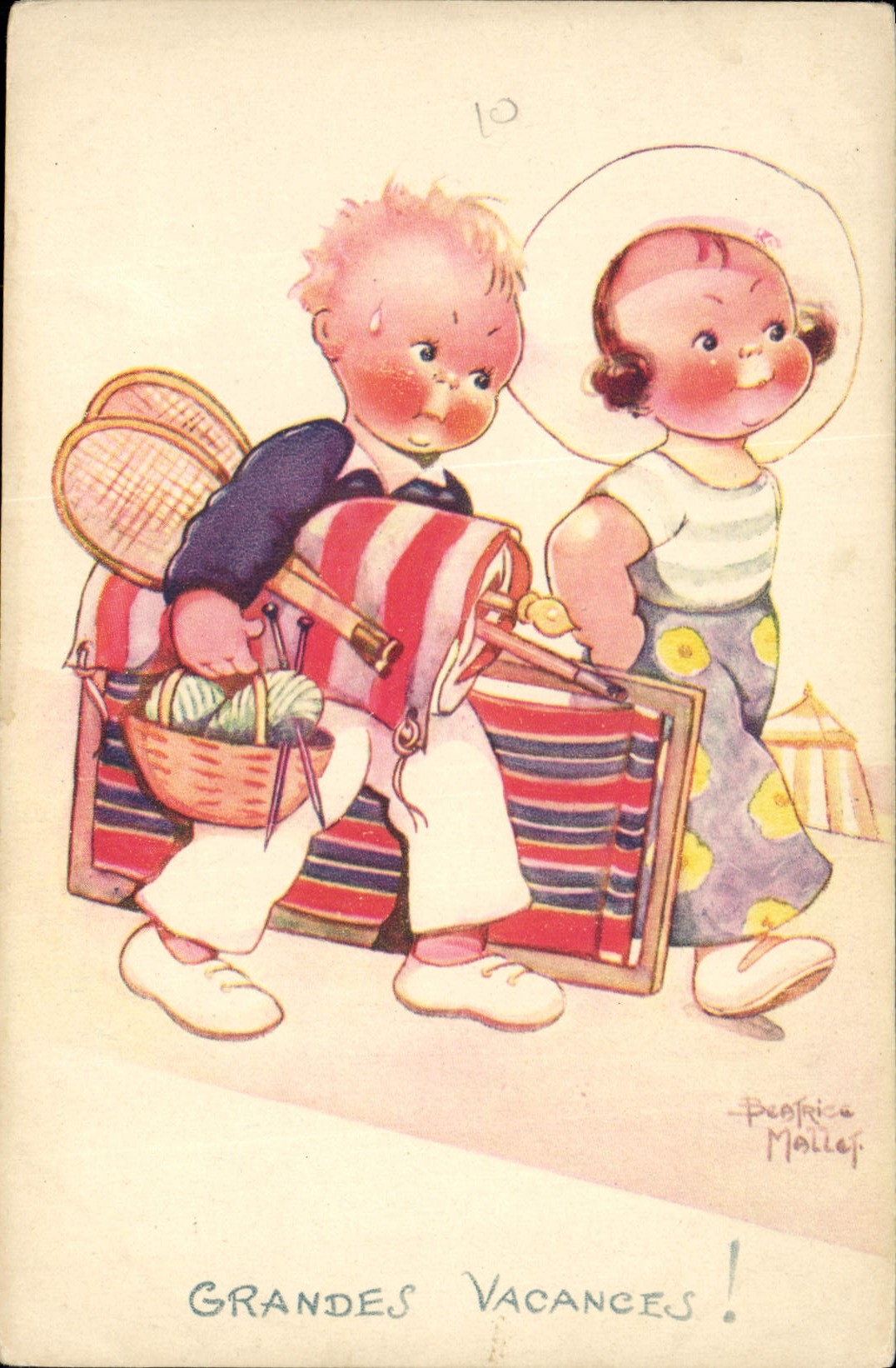 CPA Fantaisie Illustrateur Mallet Enfant Grandes vacances 