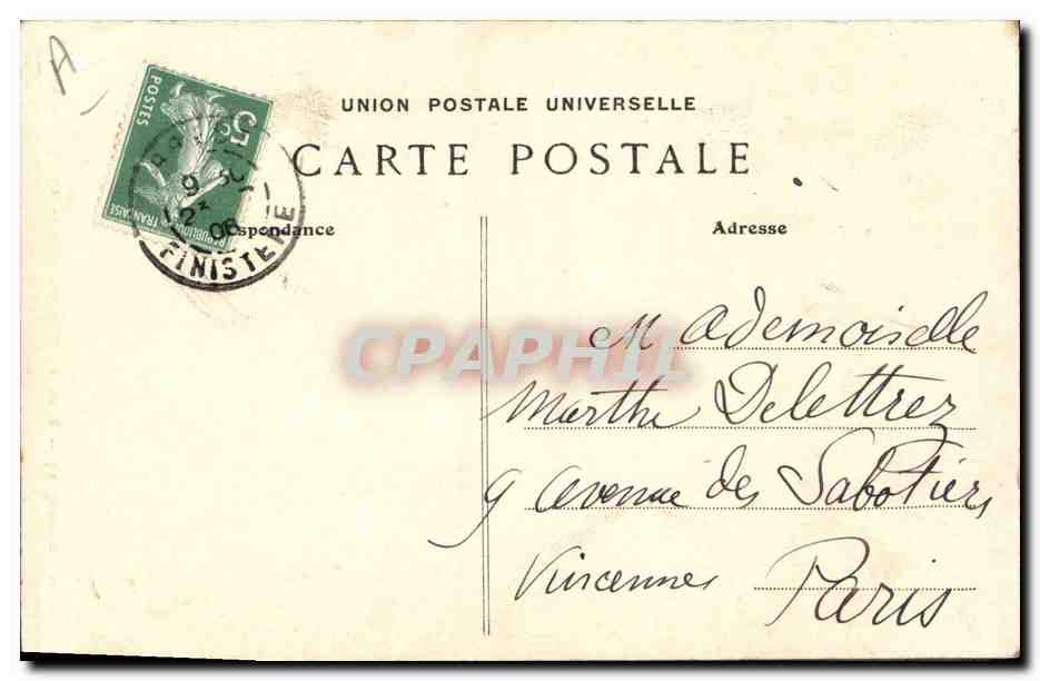 CPA Folklore Le sonneur Breton  — Verso