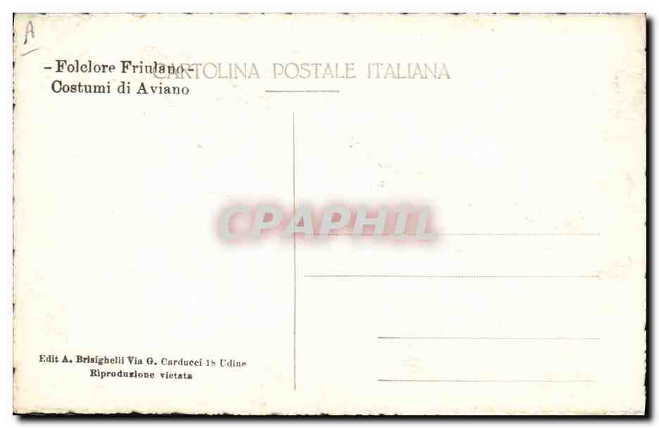 CPA Folklore Frinlano Costumi di Aviano  — Verso