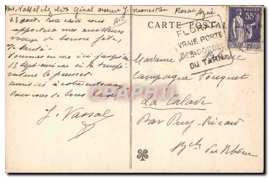 CPA Folklore Joueur de musette  — Verso