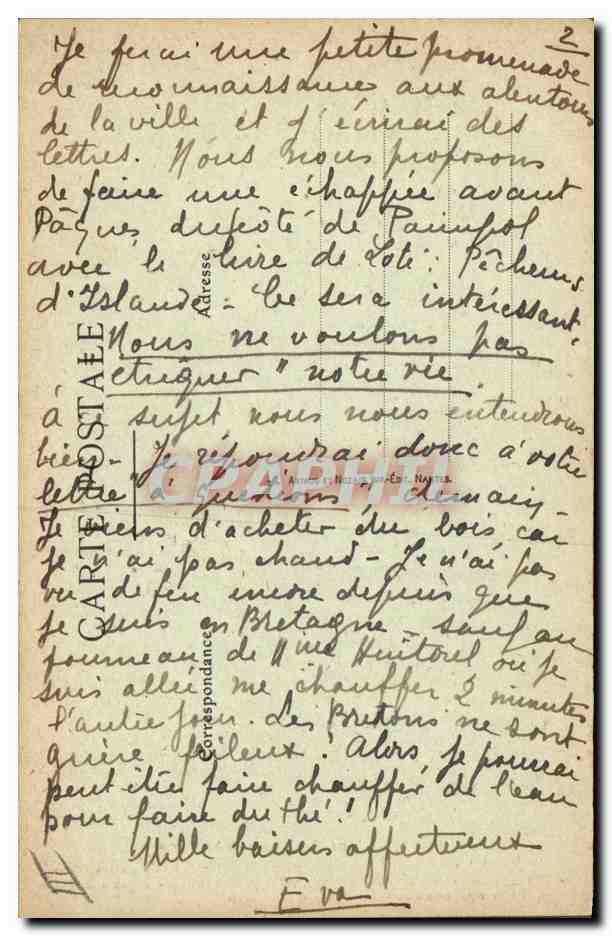 CPA Folklore Autour des lits Bretons Le Biniou Breton  — Verso