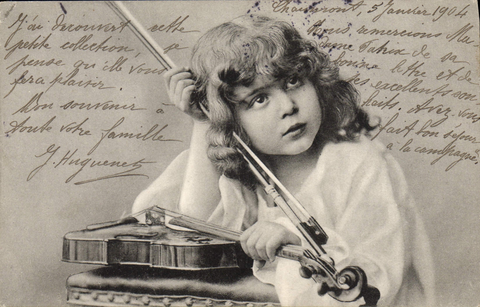 CPA Folklore Enfant Violon 
