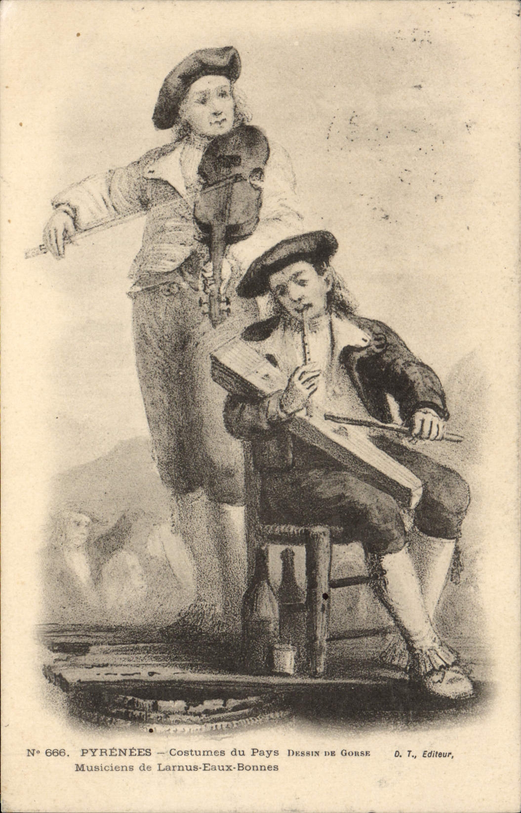 CPA Folklore Pyrenees Costumes du pays Musiciens de Larnus Eaux Bonnes 