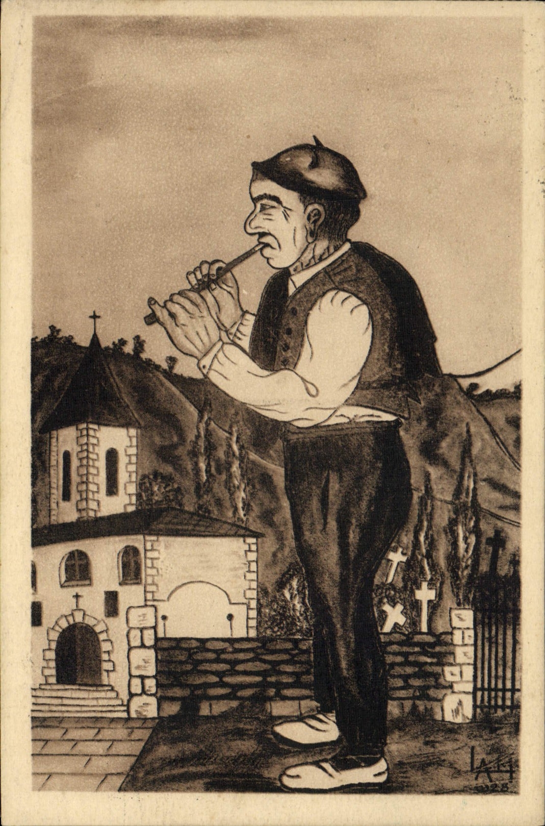CPA Folklore Types basques joueur de fifre 