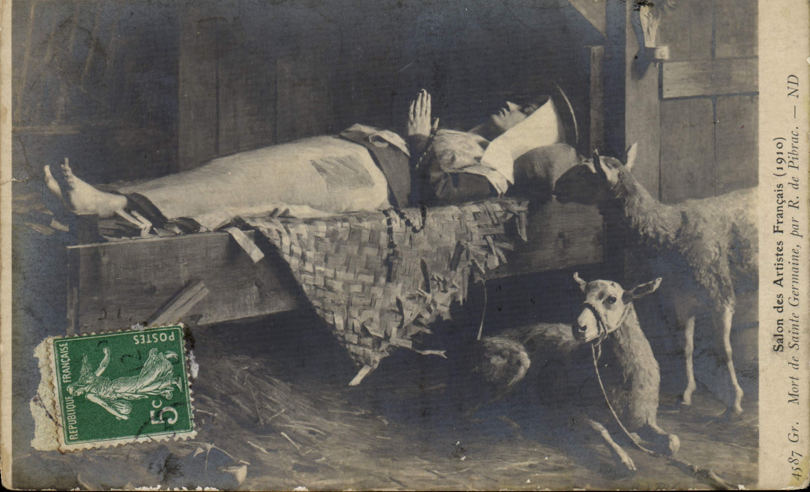 CPA Salon 1910 Mort de Sainte Germaine R de Pibrac Moutons