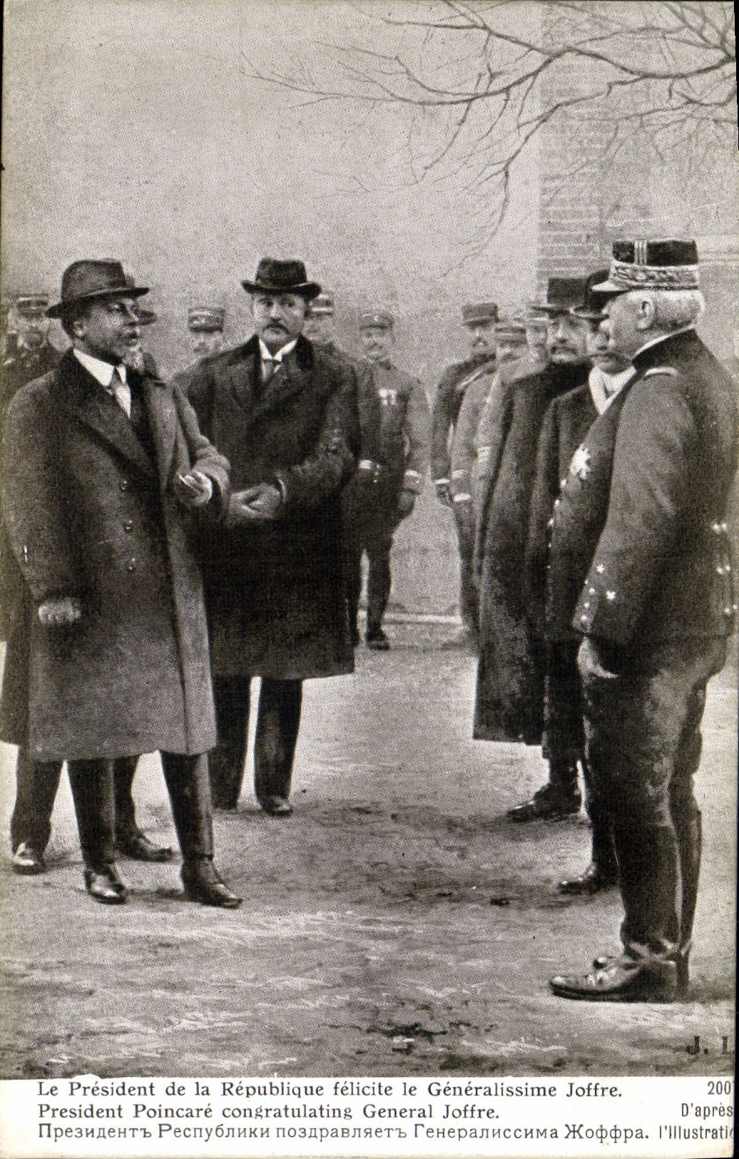 CPA Militaria Le President de la Republique felicite le Generalissime Joffre Poincare 