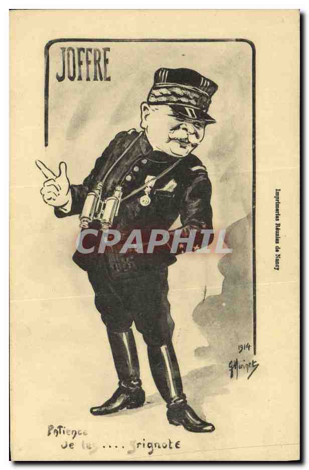 Joffre — caricature satirique — Imprimerie Réunie de Nîmes, n° 1914 - Anverso