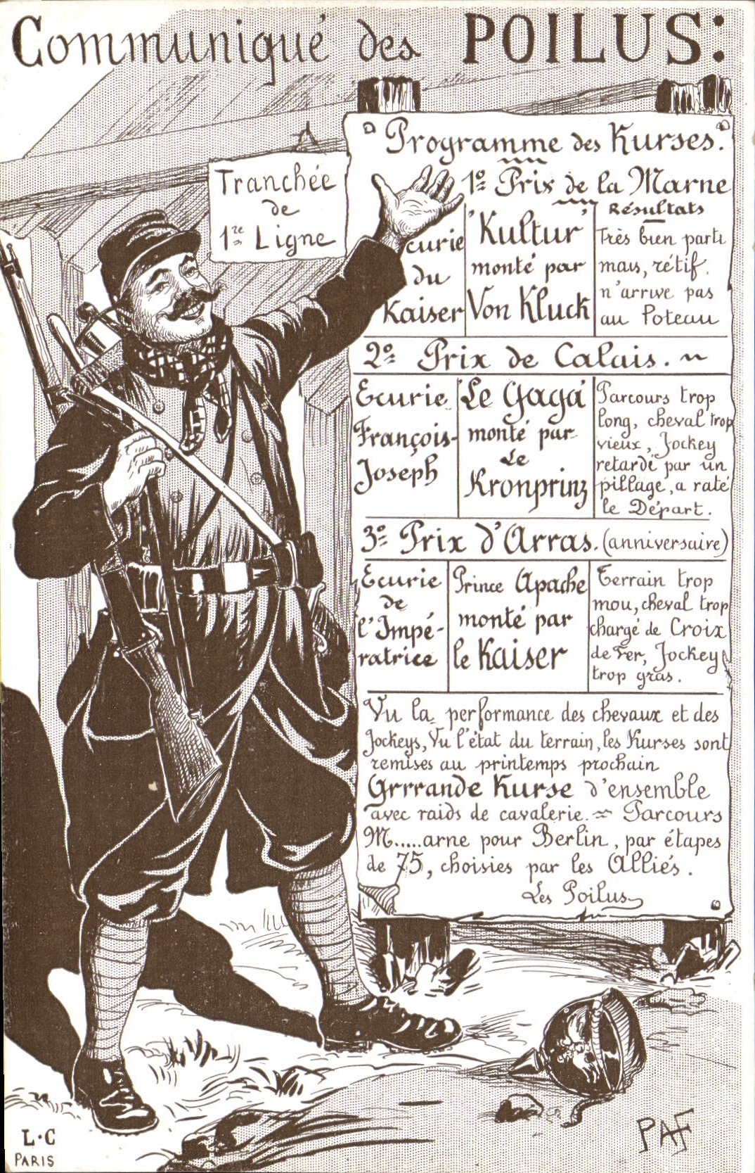 CPA Militaria Communique des poilus Tranchee de 1ere ligne 