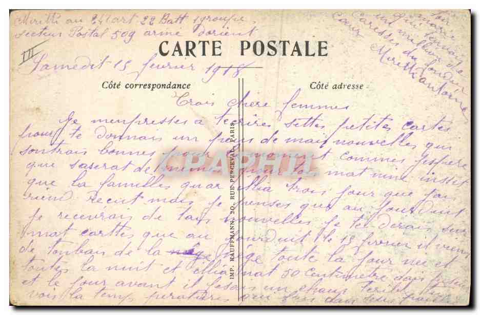 CPA Militaria Premieres violettes Andre Soriac  — Rückseite