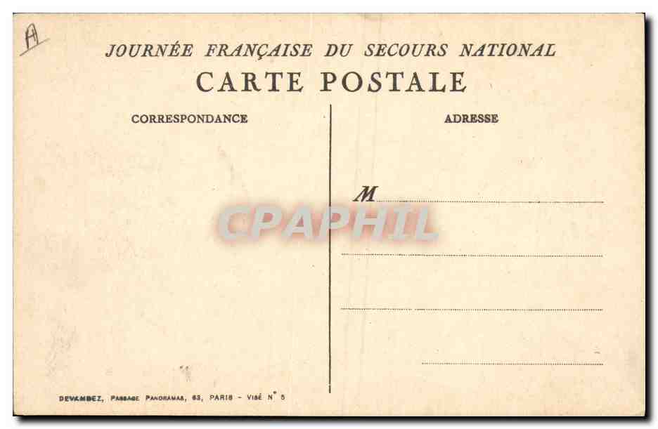 CPA Militaria Femme Secours National  — Rückseite