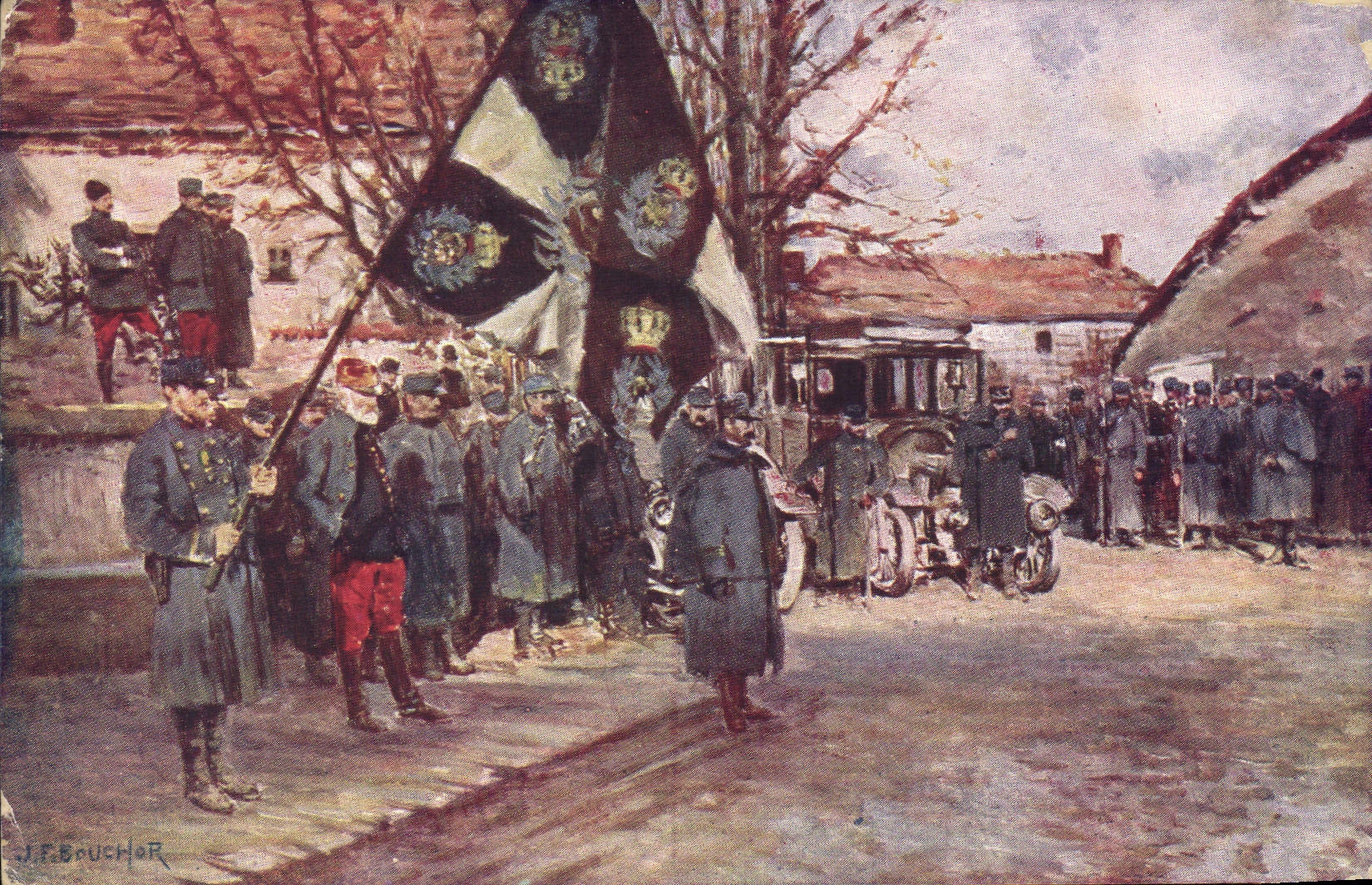 CPA Militaria Le drapeau allemand du 87eme regiment d'infanterie 