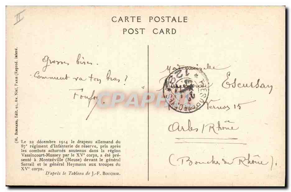 CPA Militaria Le drapeau allemand du 87eme regiment d'infanterie  — Rückseite