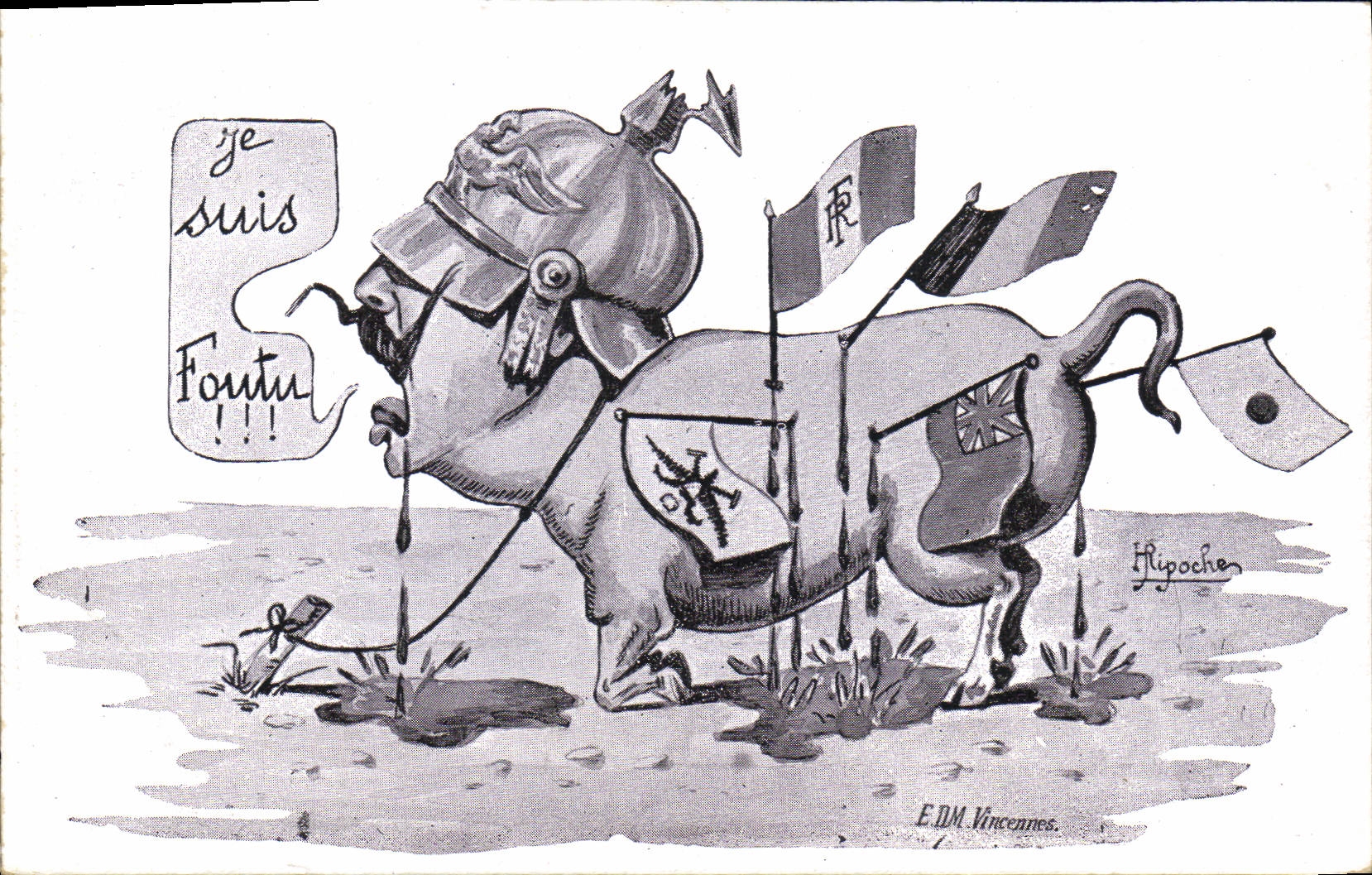 CPA Militaria Je suis foutu Cochon Porc 