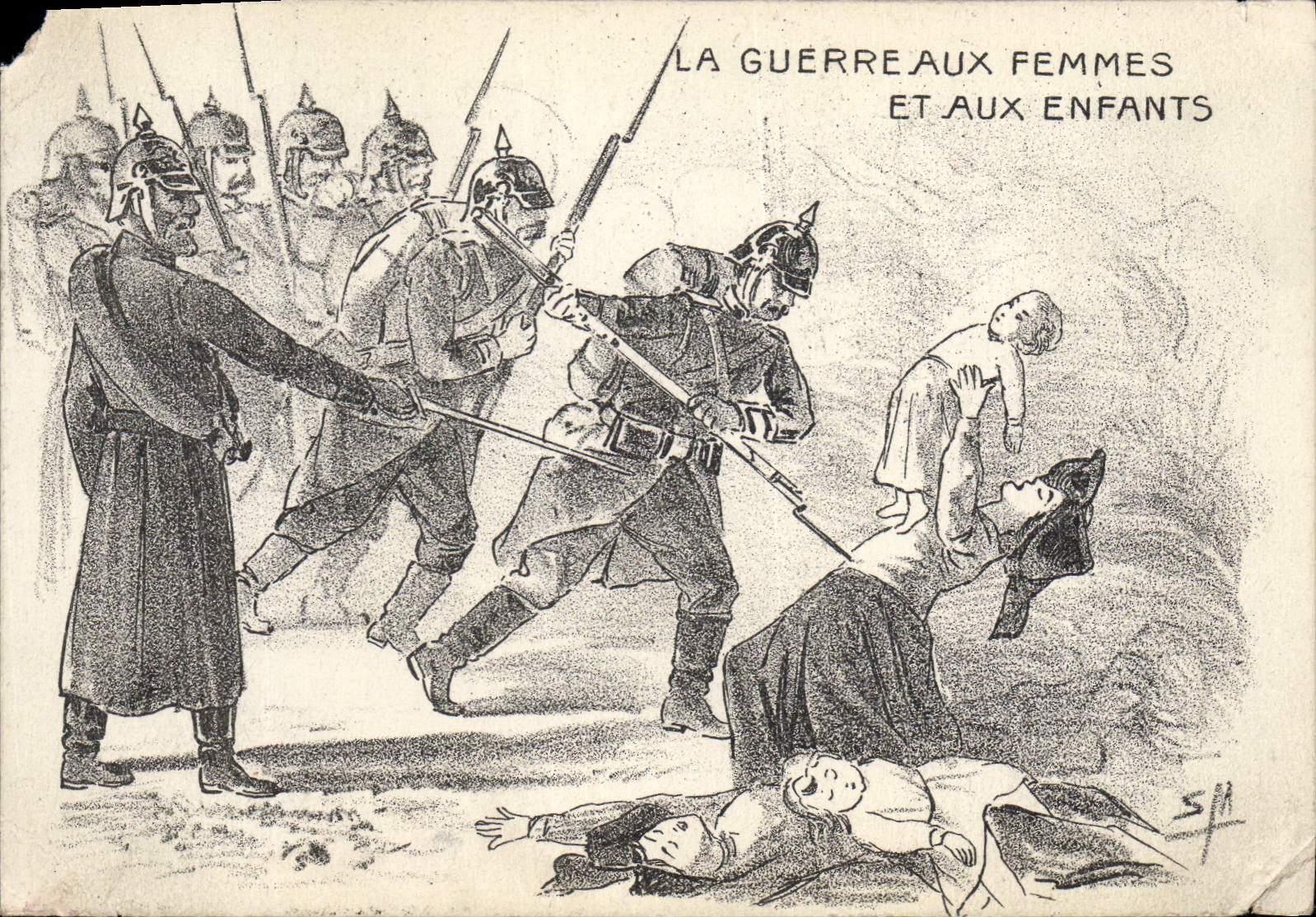 CPA Militaria La guerre aux femmes et aux enfants 