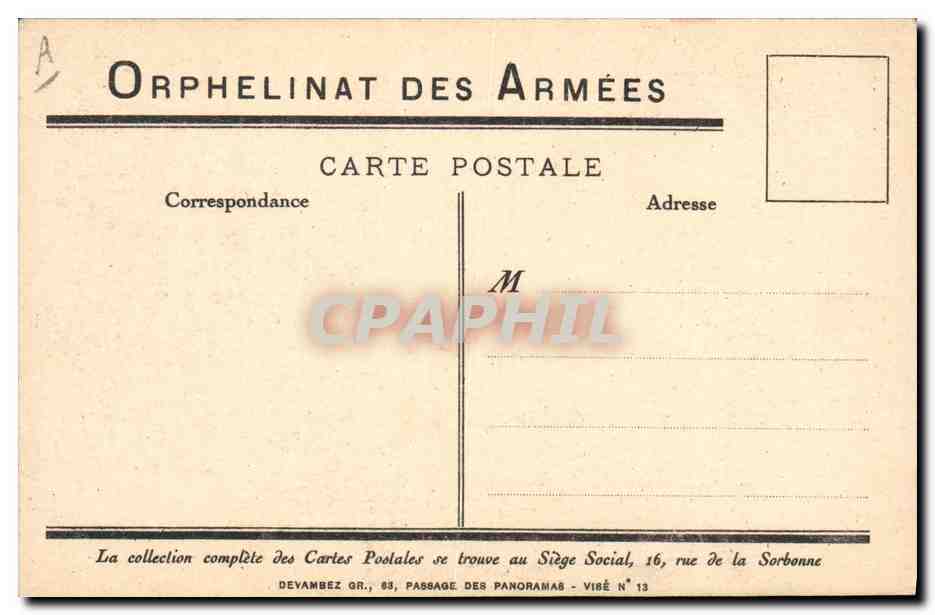 CPA Militaria Enfants Oprhelinat des armees  — Rückseite