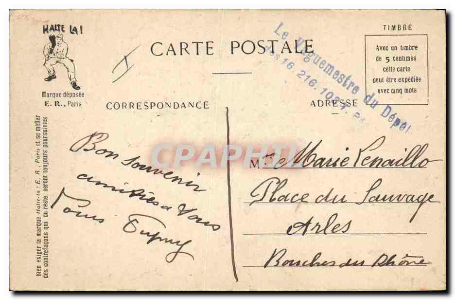 CPA Militaria Repas mouvemente  — Rückseite