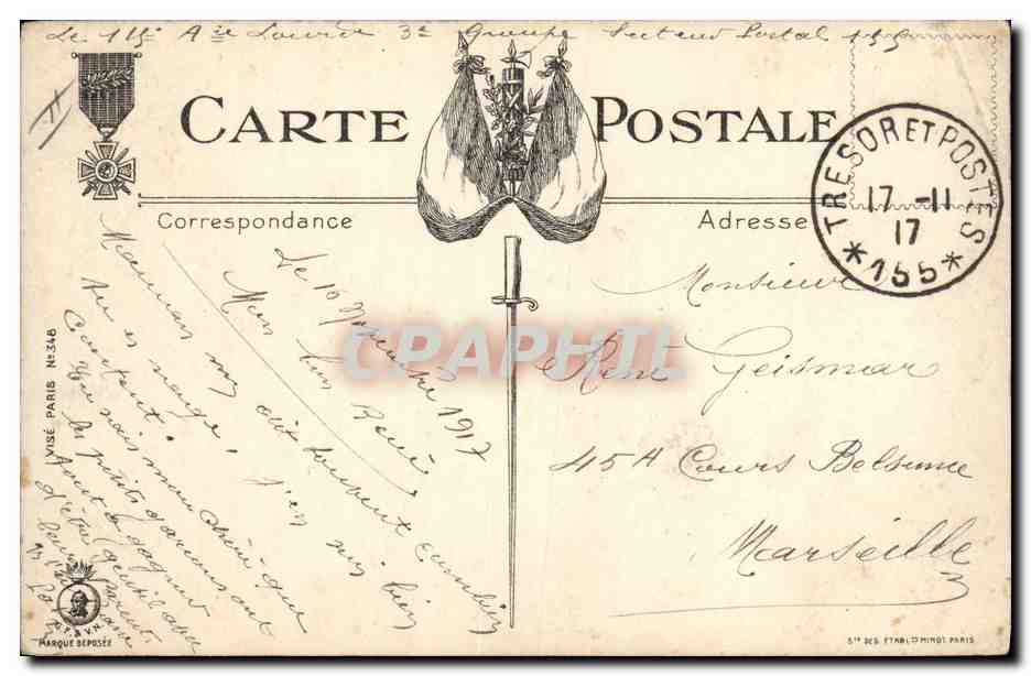 CPA Militaria La visite Docteur  — Verso