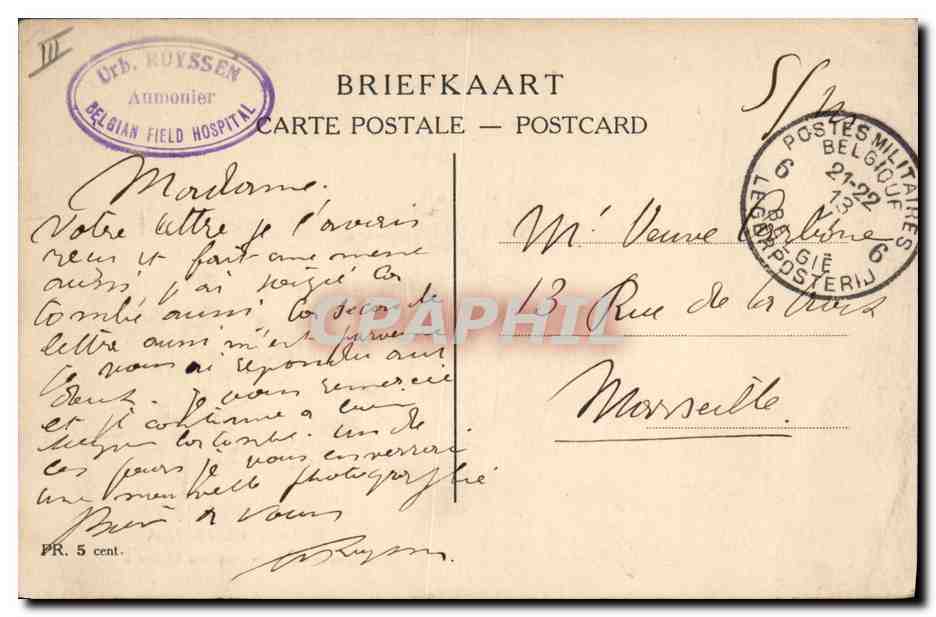 CPA Militaria Yzer 1915  — Verso