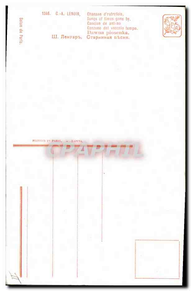 CPA Lenoir Chanson d'autrefois  — Verso
