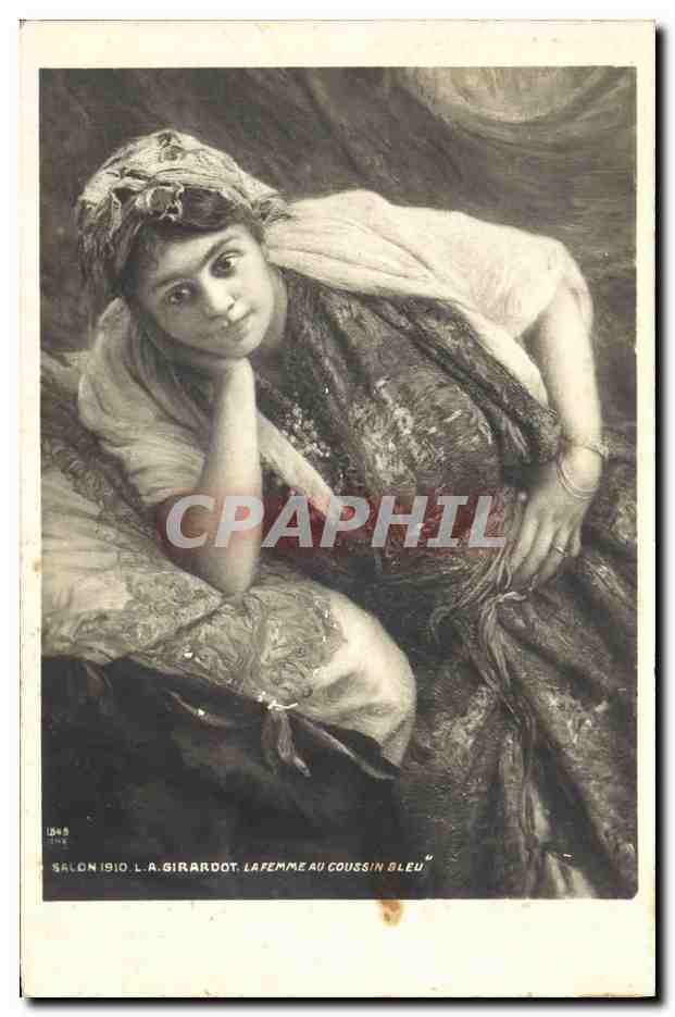 CPA Salon 1910 Girardot La femme au coussin bleu 