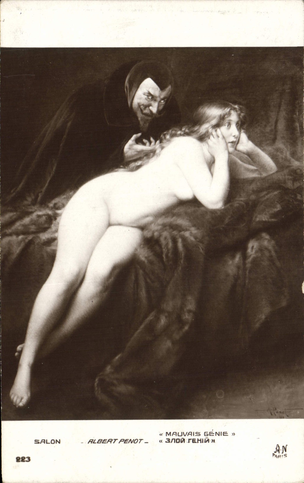 CPA Erotique Salon Albert Penot Mauvais Genie Diable 