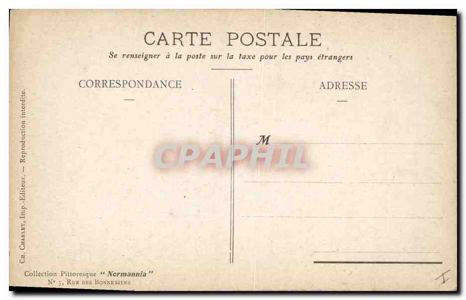 CPA Rue des Bonnetiers  — Back