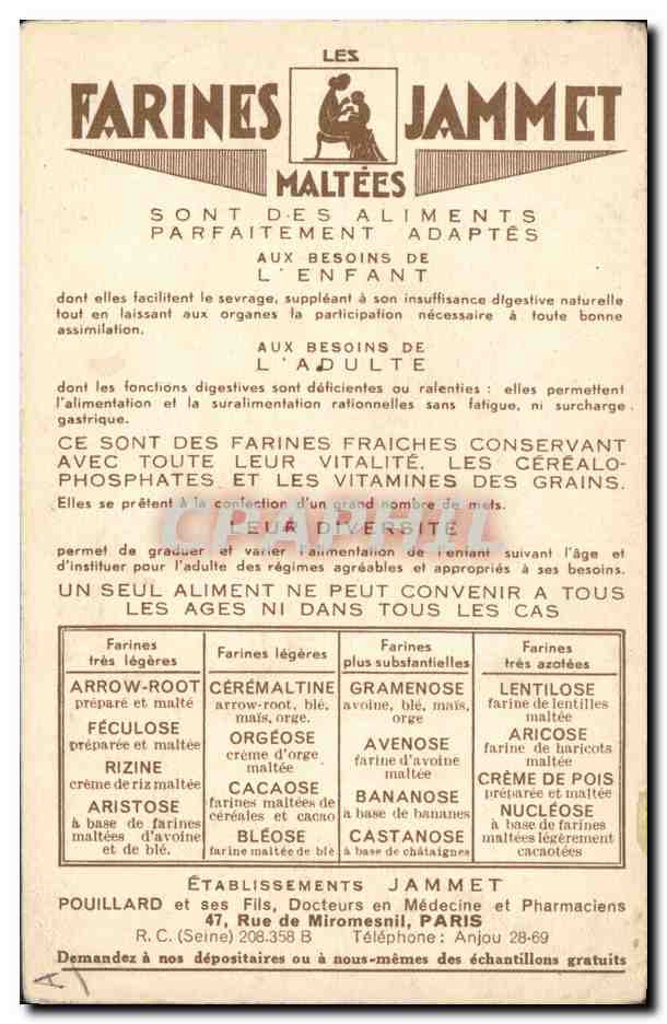 CPA Folklore La Saintonge Farines Jammet  — Rückseite
