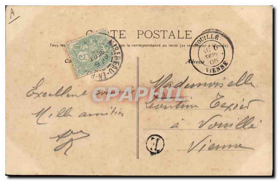 CPA Folklore Coiffe du Poitou dite La Pantine  — Verso