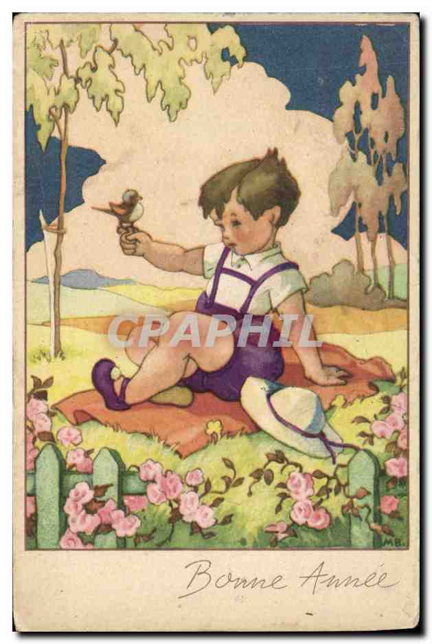 CPA Fantaisie Illustrateur Enfant Bonne annee 