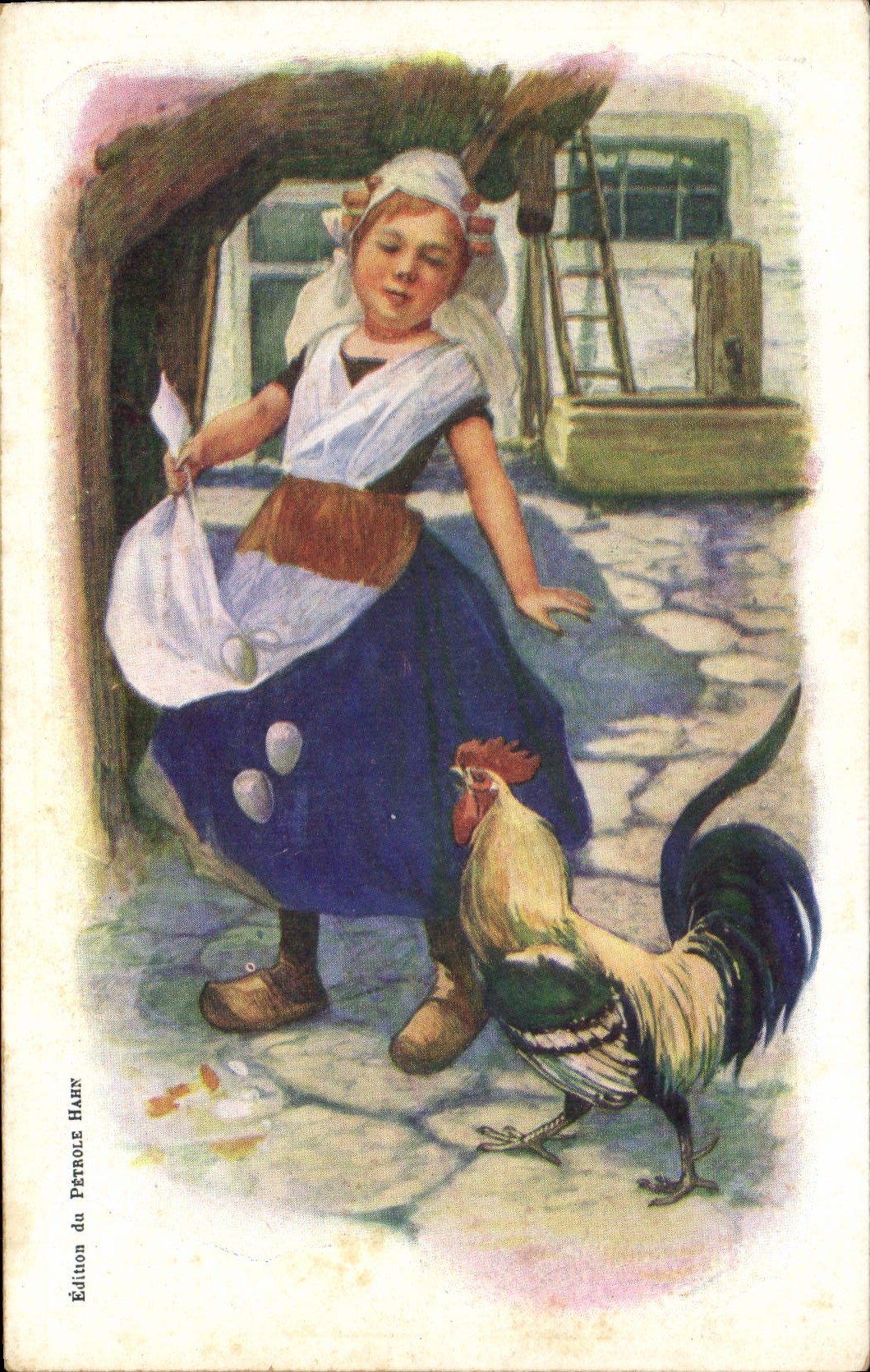 CPA Fantaisie Illustrateur Femme Coq 