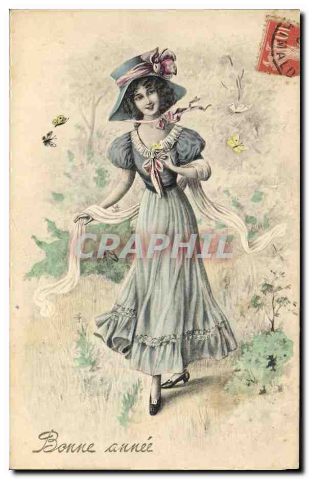 CPA Fantaisie Illustrateur Femme Bonne année 