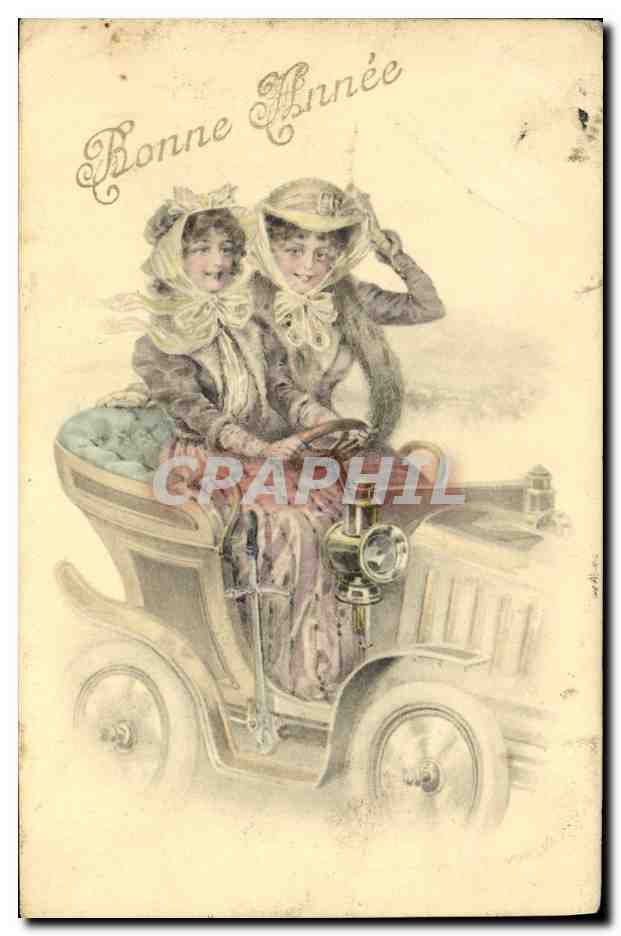 CPA Fantaisie Illustrateur Femmes Automobile 