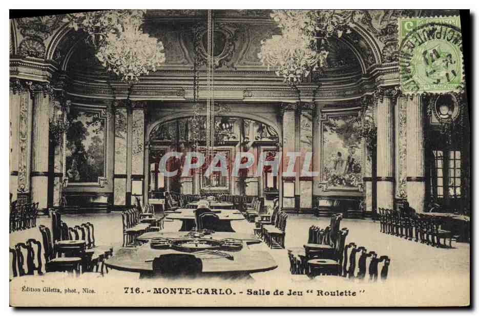 Monte-Carlo — Salle de Jeu "Roulette" — Édition Giletta, phot. Nice, n° 716
