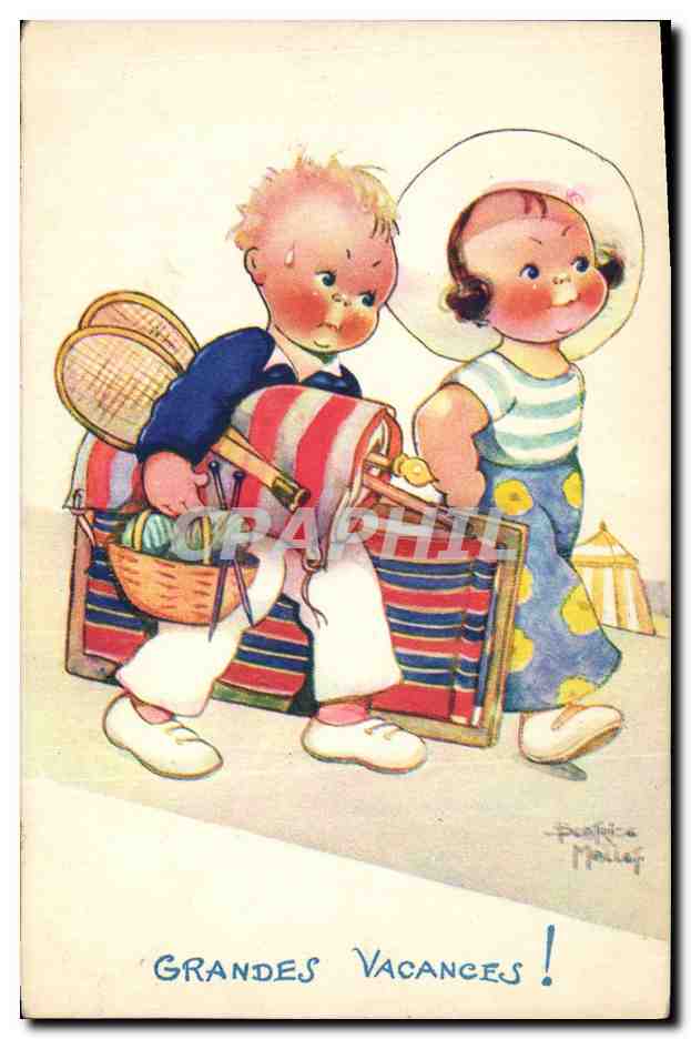 CPA Fantaisie Illustrateur Enfants Beatrice Mallet Grandes vacances 